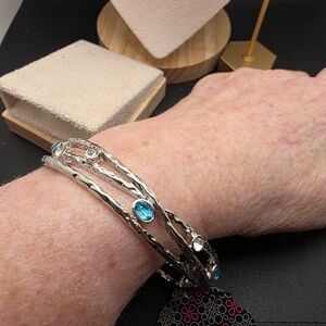 Paparazzi Silver Bracelet with Blue Accents